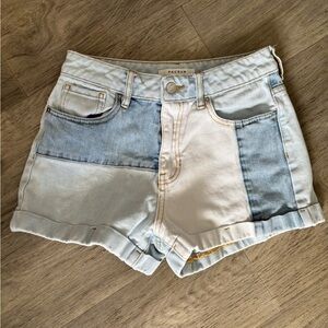 PacSun Women's Denim Patchwork Shorts - Blue and White size 25
